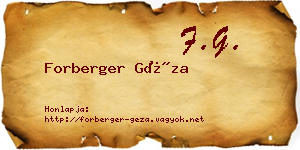 Forberger Géza névjegykártya