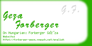 geza forberger business card